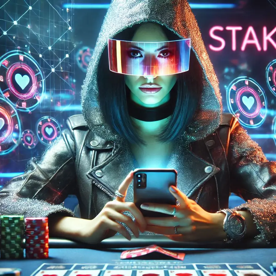Stake verification hack, cheat or tool: what you're really downloading - neon casino illustration